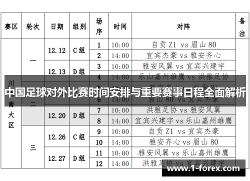 中国足球对外比赛时间安排与重要赛事日程全面解析